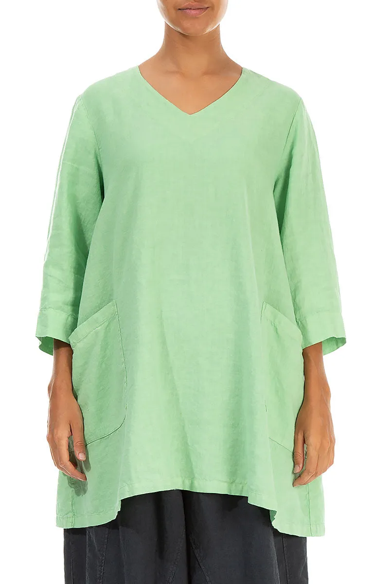 Twin Pockets Green Sorbet Linen Tunic