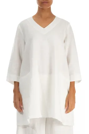 Twin Pockets Off White Linen Tunic