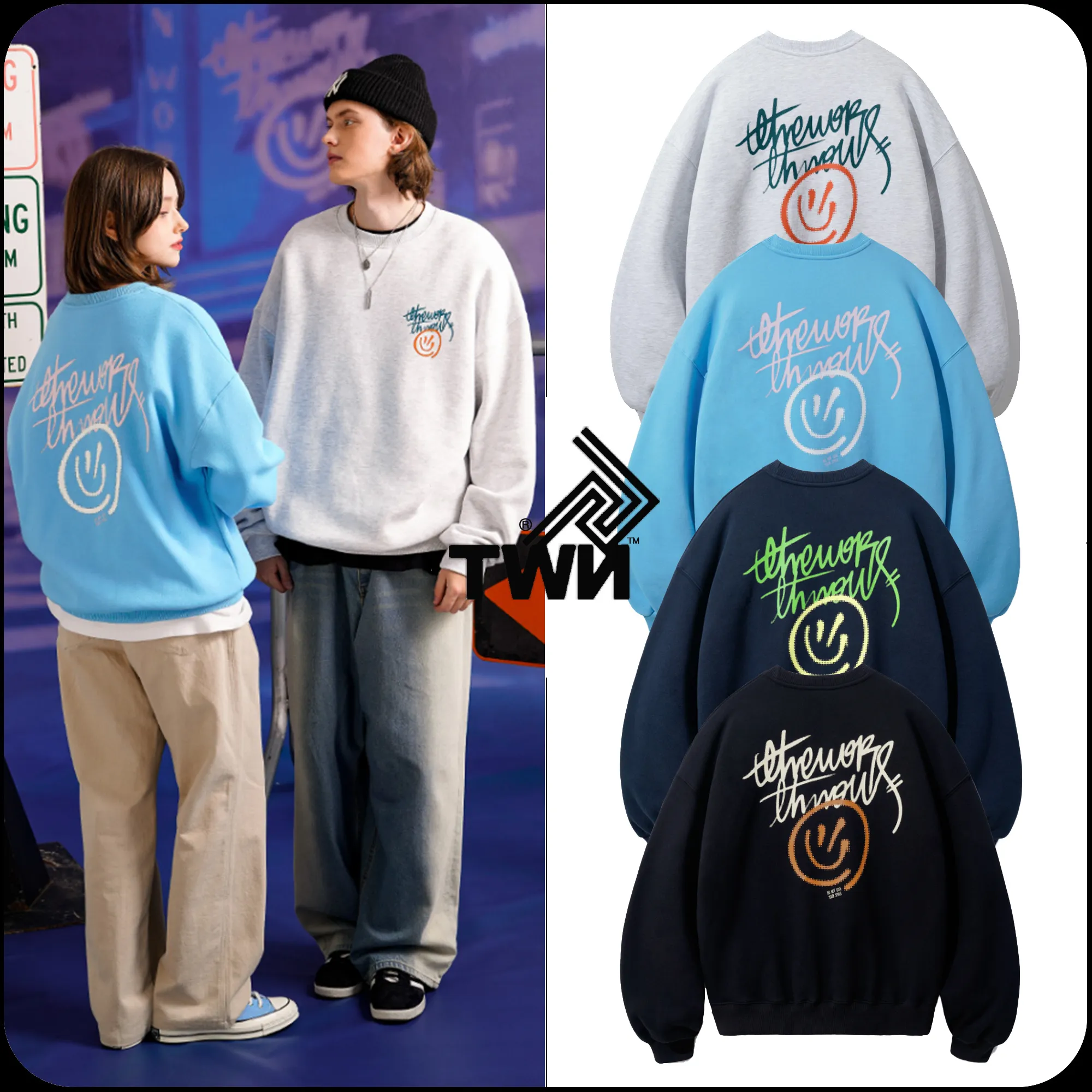 TWN  |[TWN]★HALFTONE SMILE SWEAT SHIRT