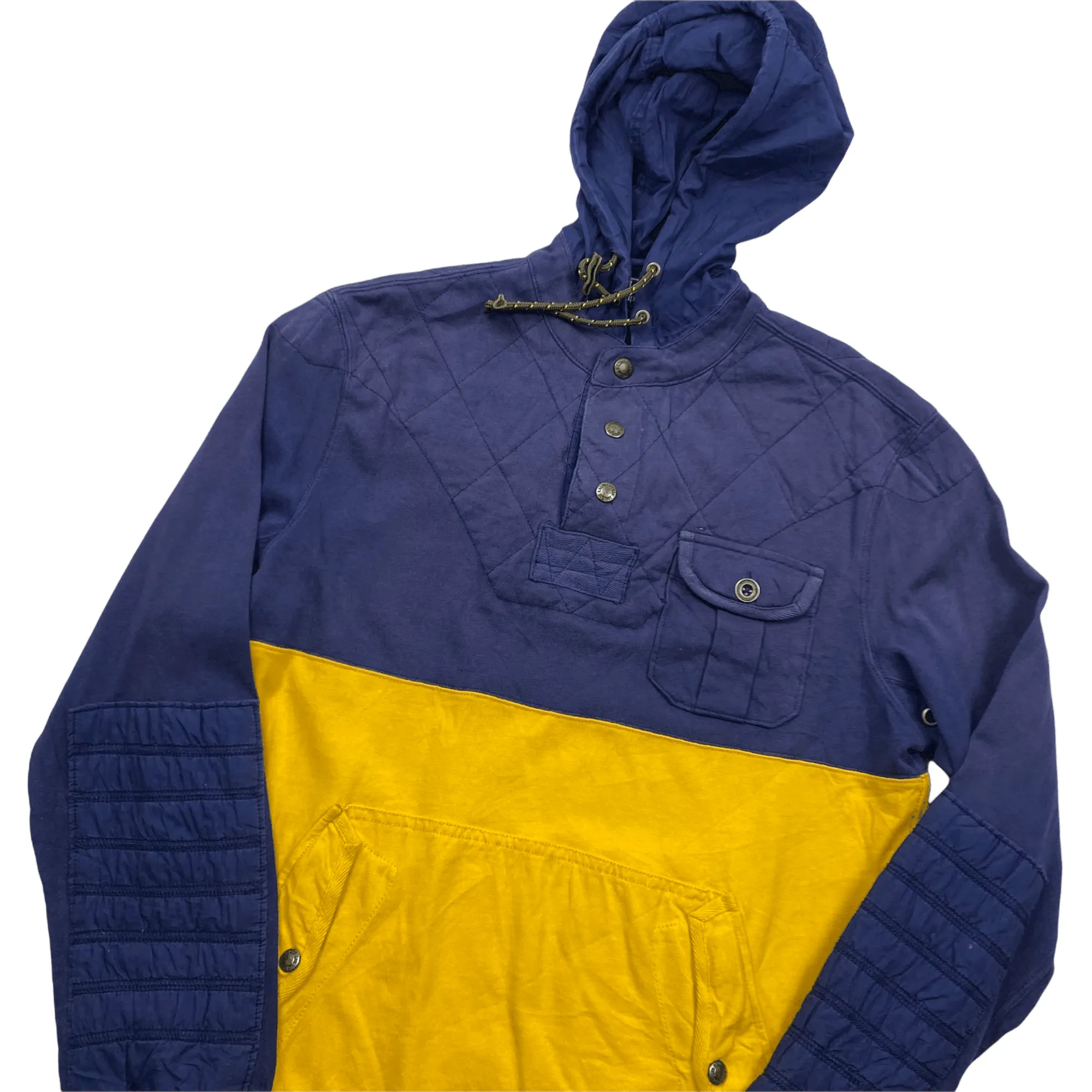 Vintage 90s Navy Blue + Yellow Polo Ralph Lauren Hoodie - Medium