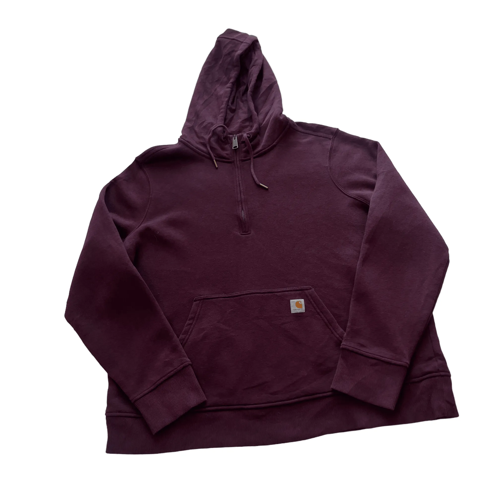 Vintage Burgundy Carhartt Quarter Zip Hoodie - Recommended Size - Extra Large