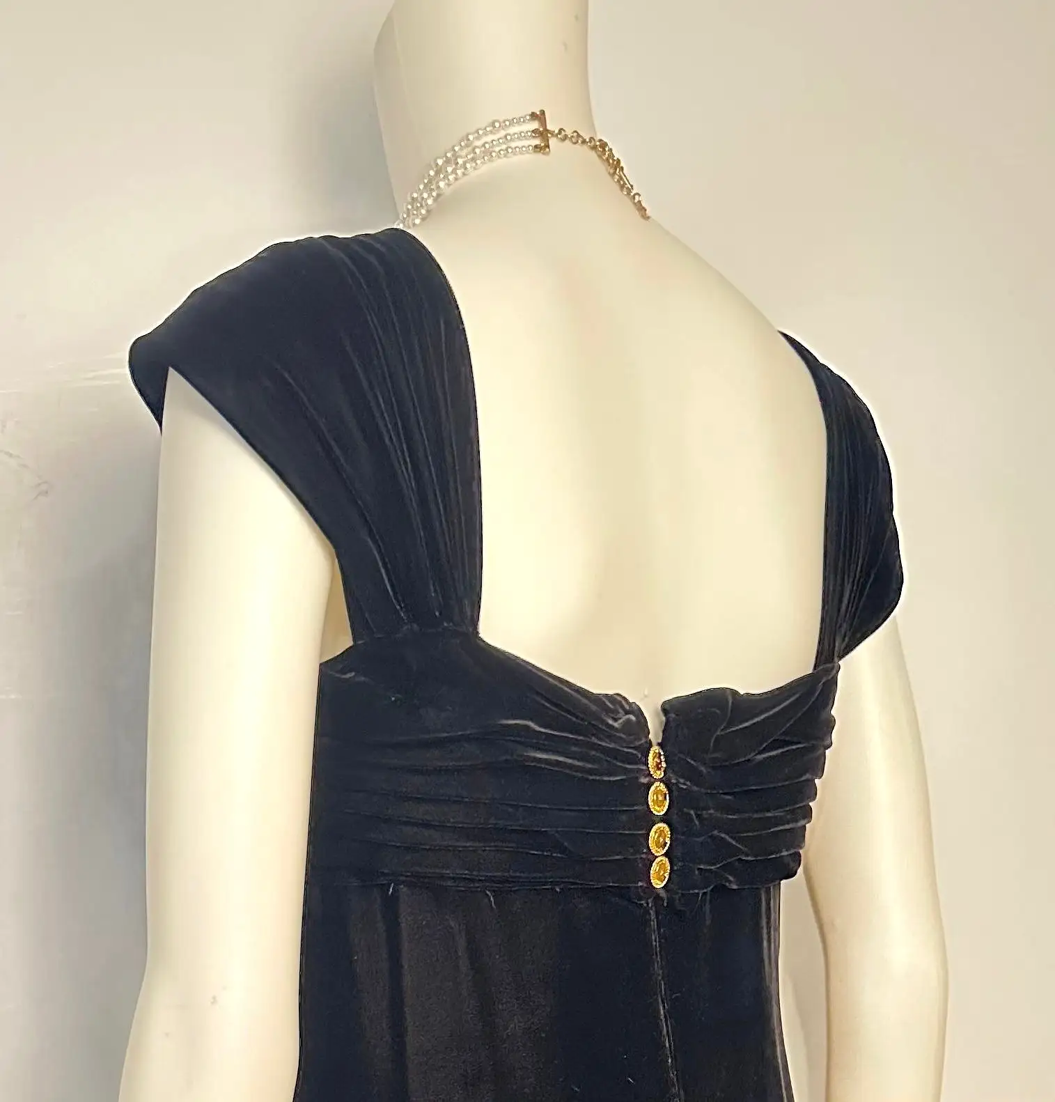 Vintage Chanel Early 1980s Long Velvet Black Evening Gown Size 4