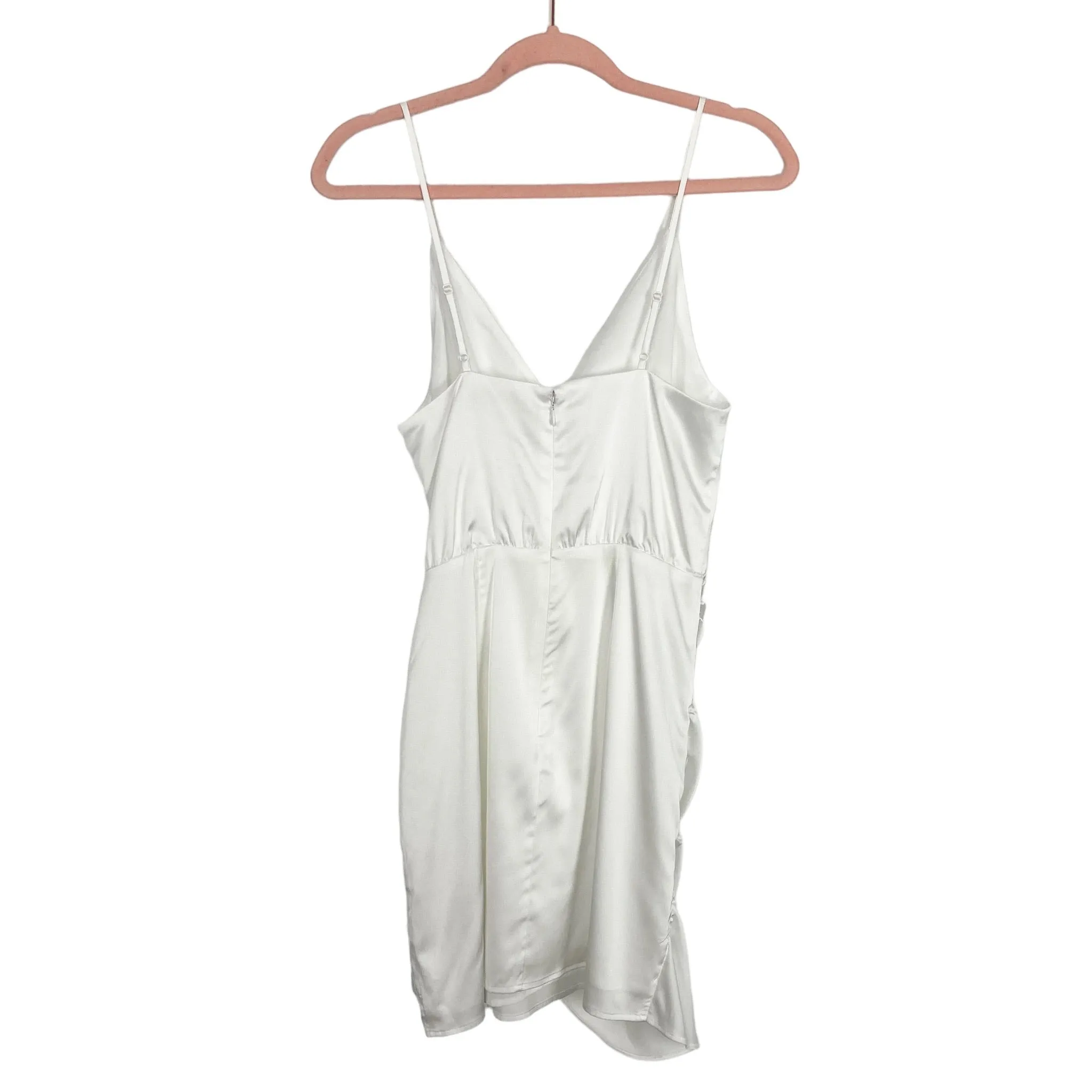 WAYF White Satin Faux Wrap Cami Mini Dress- Size S