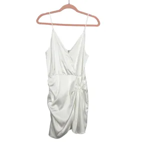 WAYF White Satin Faux Wrap Cami Mini Dress- Size S