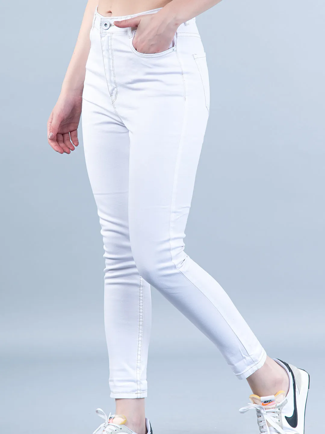 White Skinny Fit Jeans For Women