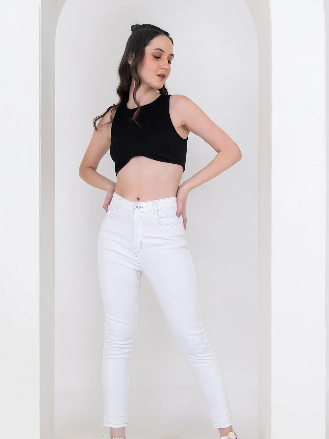 White Skinny Fit Jeans For Women