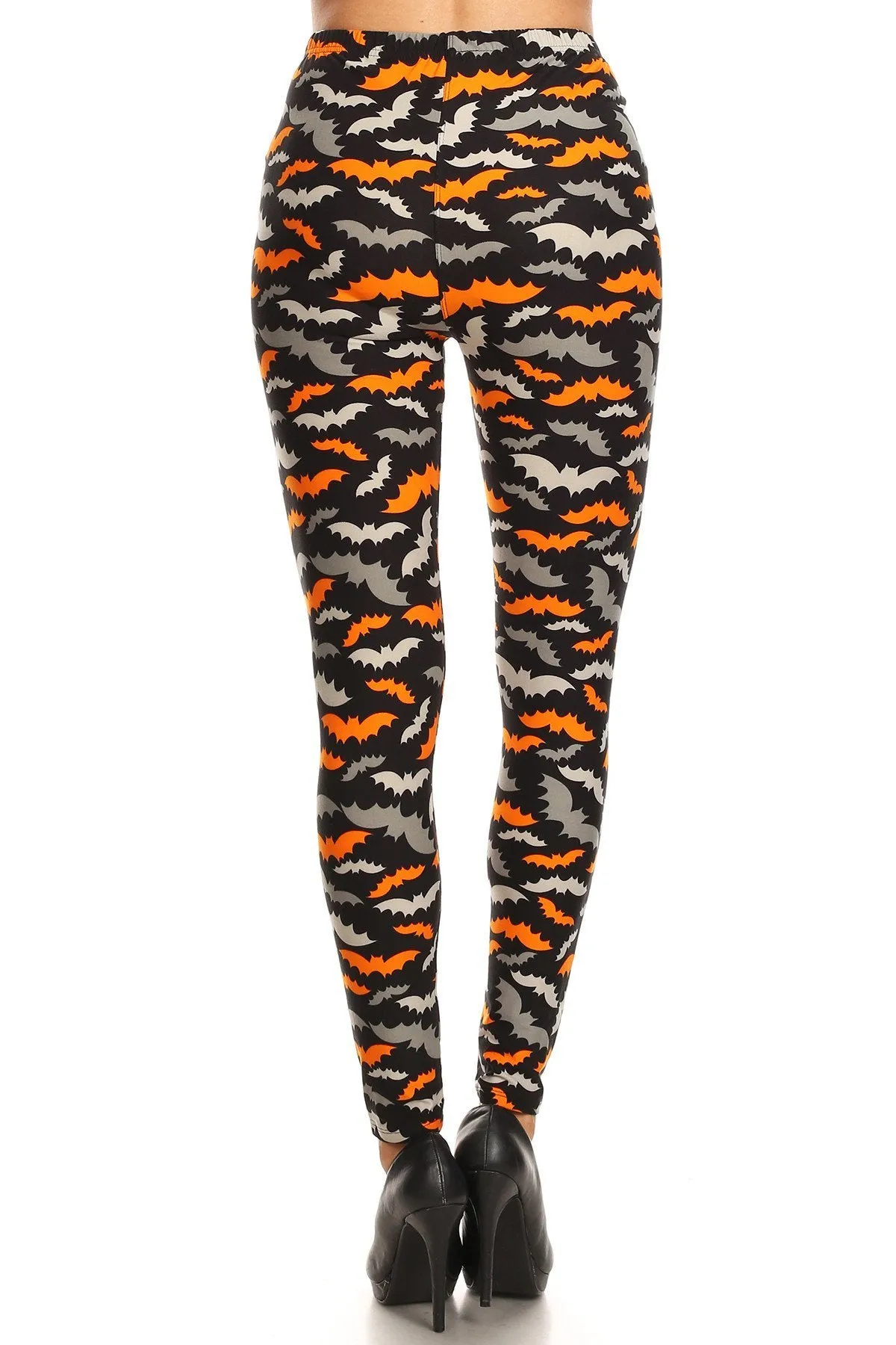 Women's 3X 5X Halloween Colorful Bat Pattern Printed Leggings