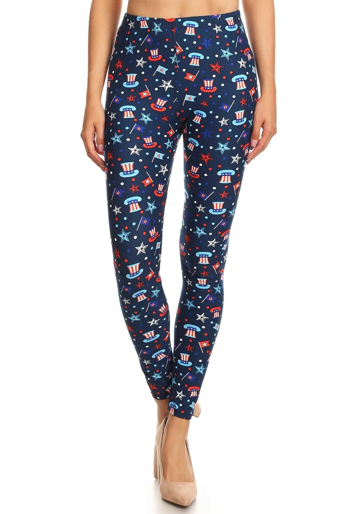 Women's Plus American Spirit Pattern Printed Leggings