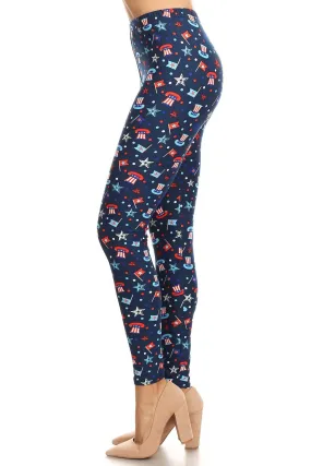 Women's Plus American Spirit Pattern Printed Leggings