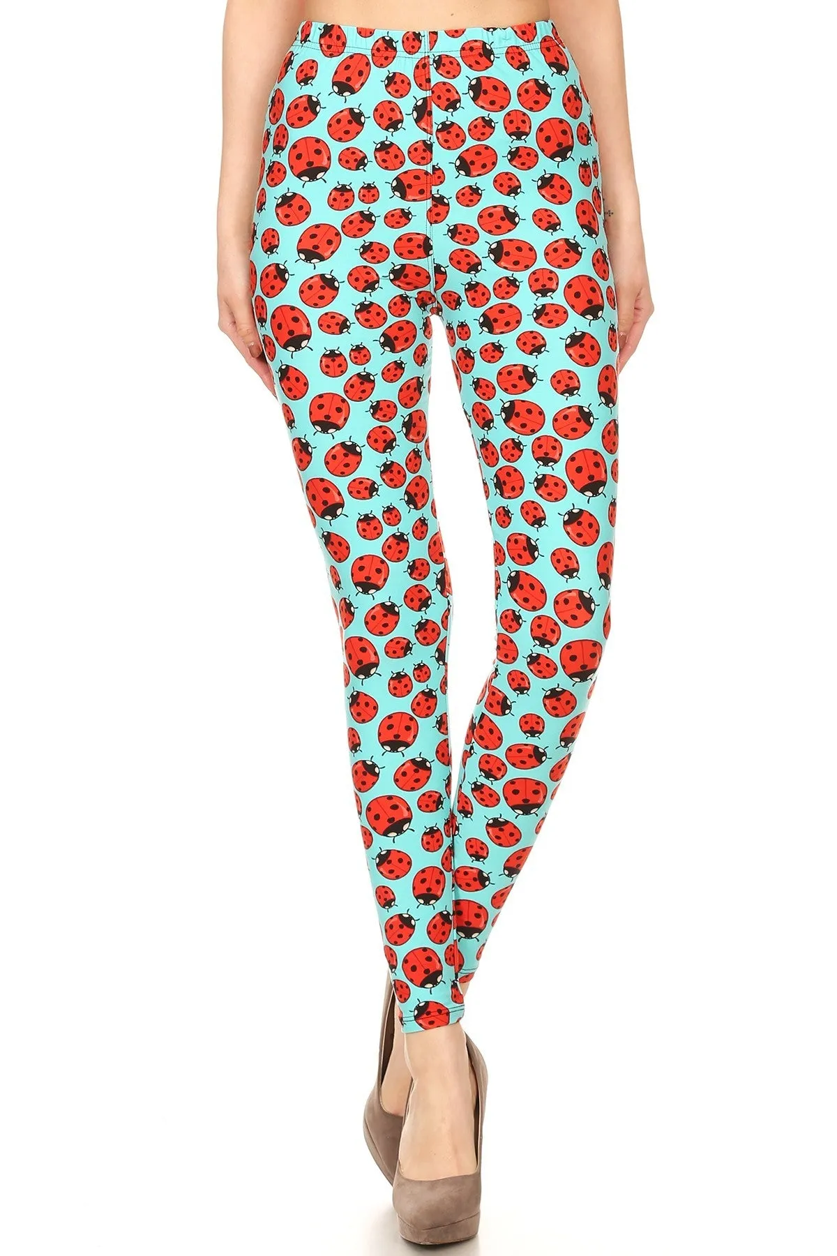 Women's Plus colorful Ladybugs Insect Pattern Printed Leggings