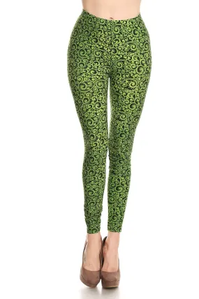 Women's Regular Green Paisley Pattern Printed Leggings