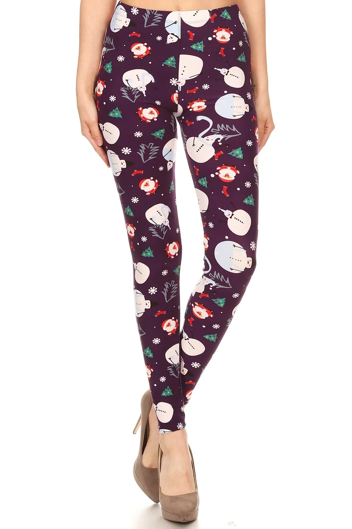 Women's Regular Santa Claus Snowman Pattern Printed Leggings