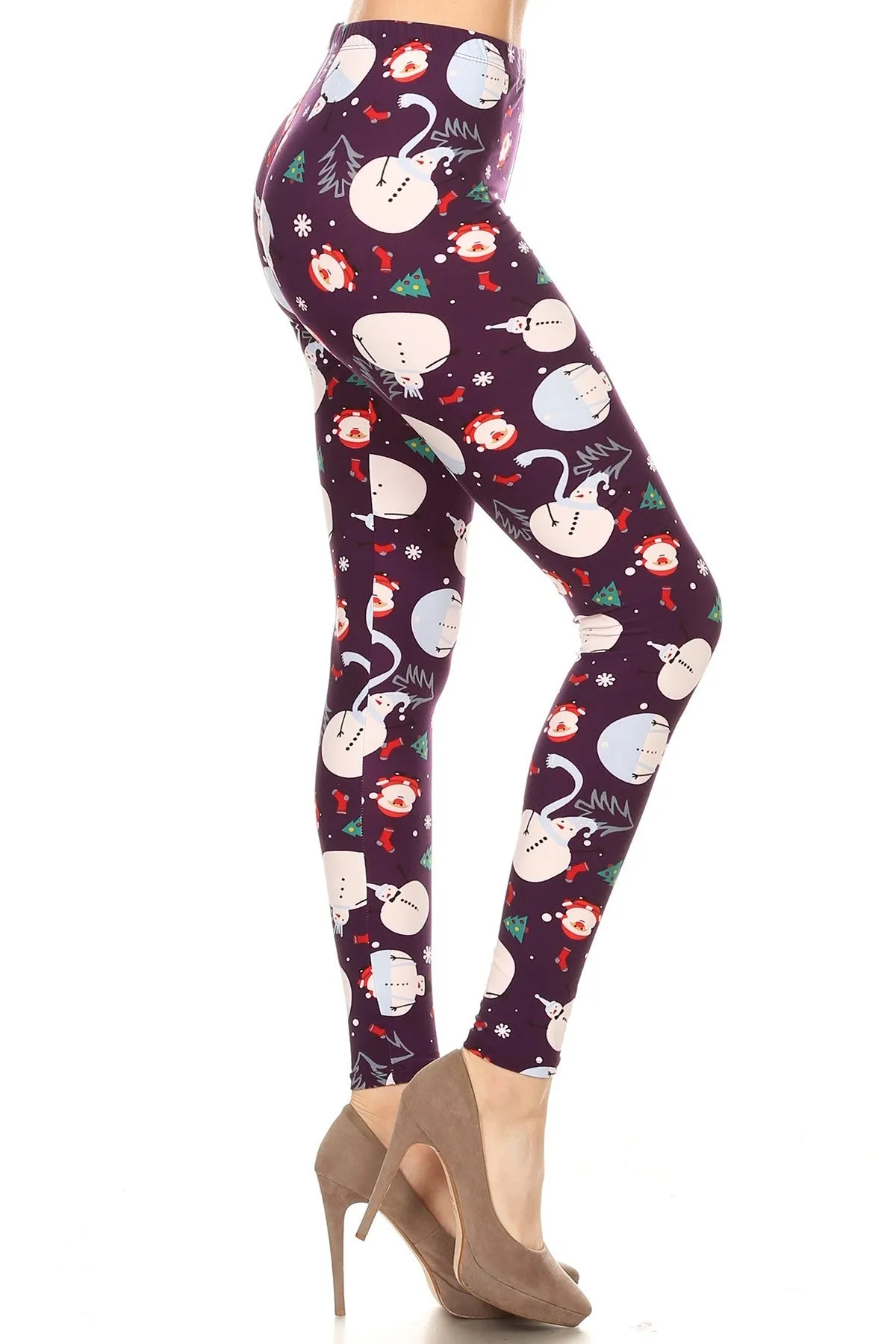 Women's Regular Santa Claus Snowman Pattern Printed Leggings