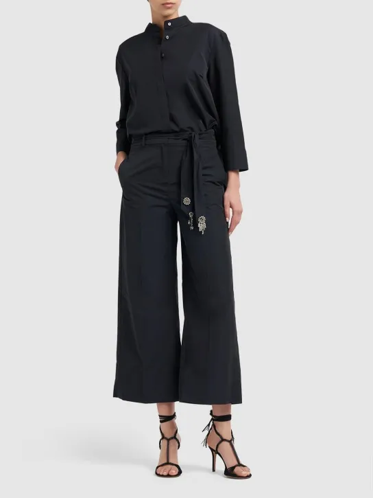 'S Max Mara   Agostin cotton pants w/ embellished belt 