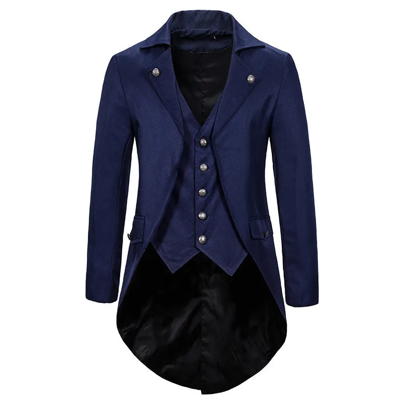 Xituodai Retro Mens Gothic Blazers Jacket Coats Medieval Steampunk Men Blazer Fake Two Pieces Victorian Tuxedo Coat Men Cosplay 