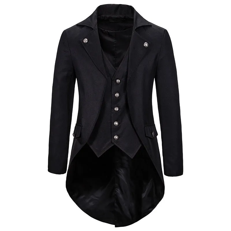 Xituodai Retro Mens Gothic Blazers Jacket Coats Medieval Steampunk Men Blazer Fake Two Pieces Victorian Tuxedo Coat Men Cosplay 